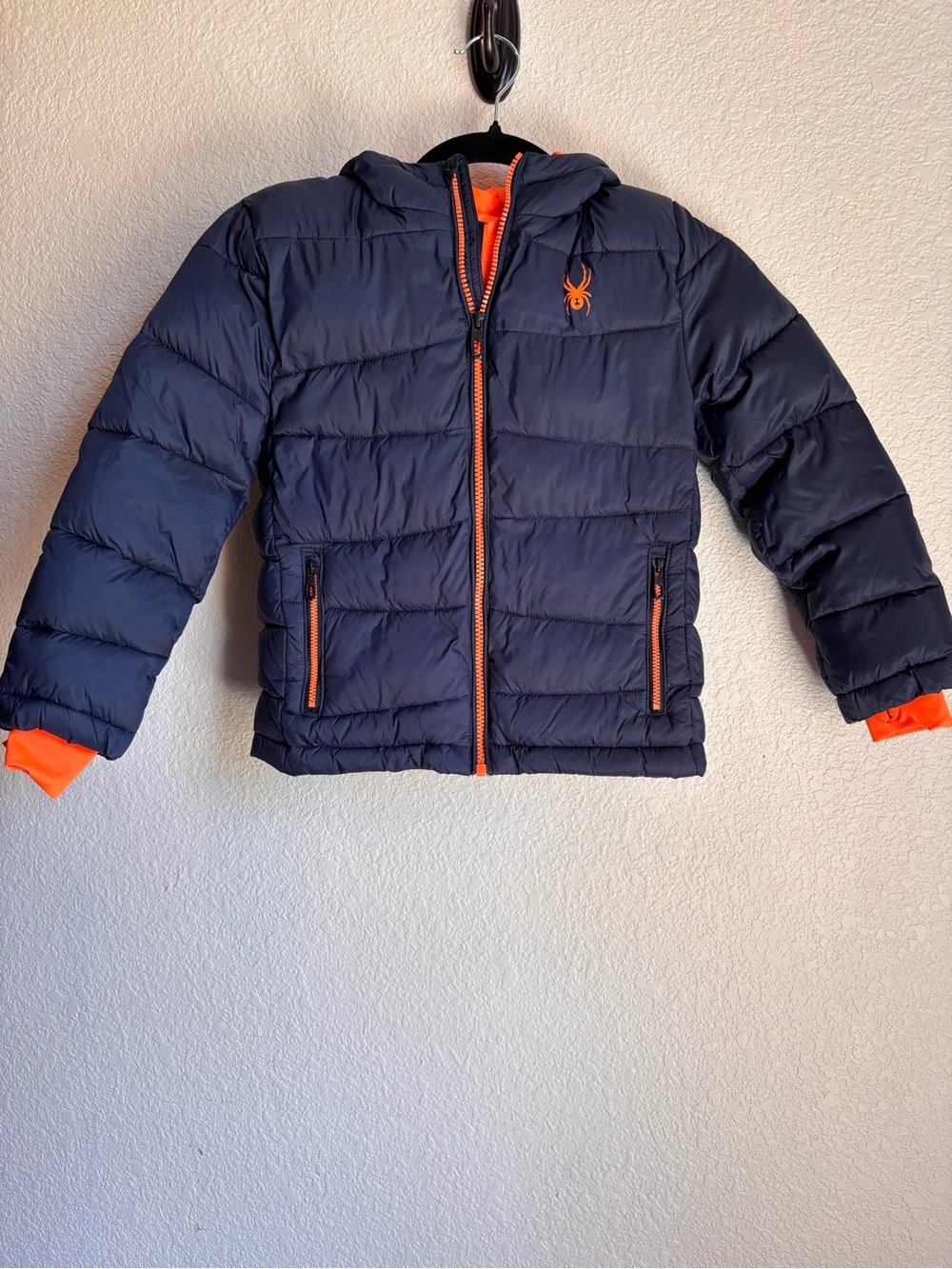 Spyder Navy Puffer Jacket with Orange Accents - Kids size XS 5/6